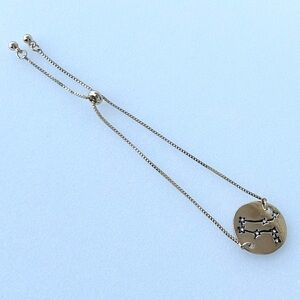 Horoscope Gemini Bracelet Goldtone 8 Inches Slider Circle Centre with Rhinestone